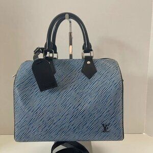 Louis Vuitton Speedy Bandouliere Bag Epi Leather 25 Blue (151829)